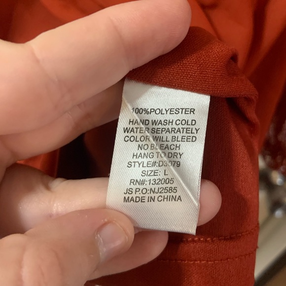 Entro Burnt Orange Faux Wrap Bell Sleeve Dress L - Picture 6 of 7